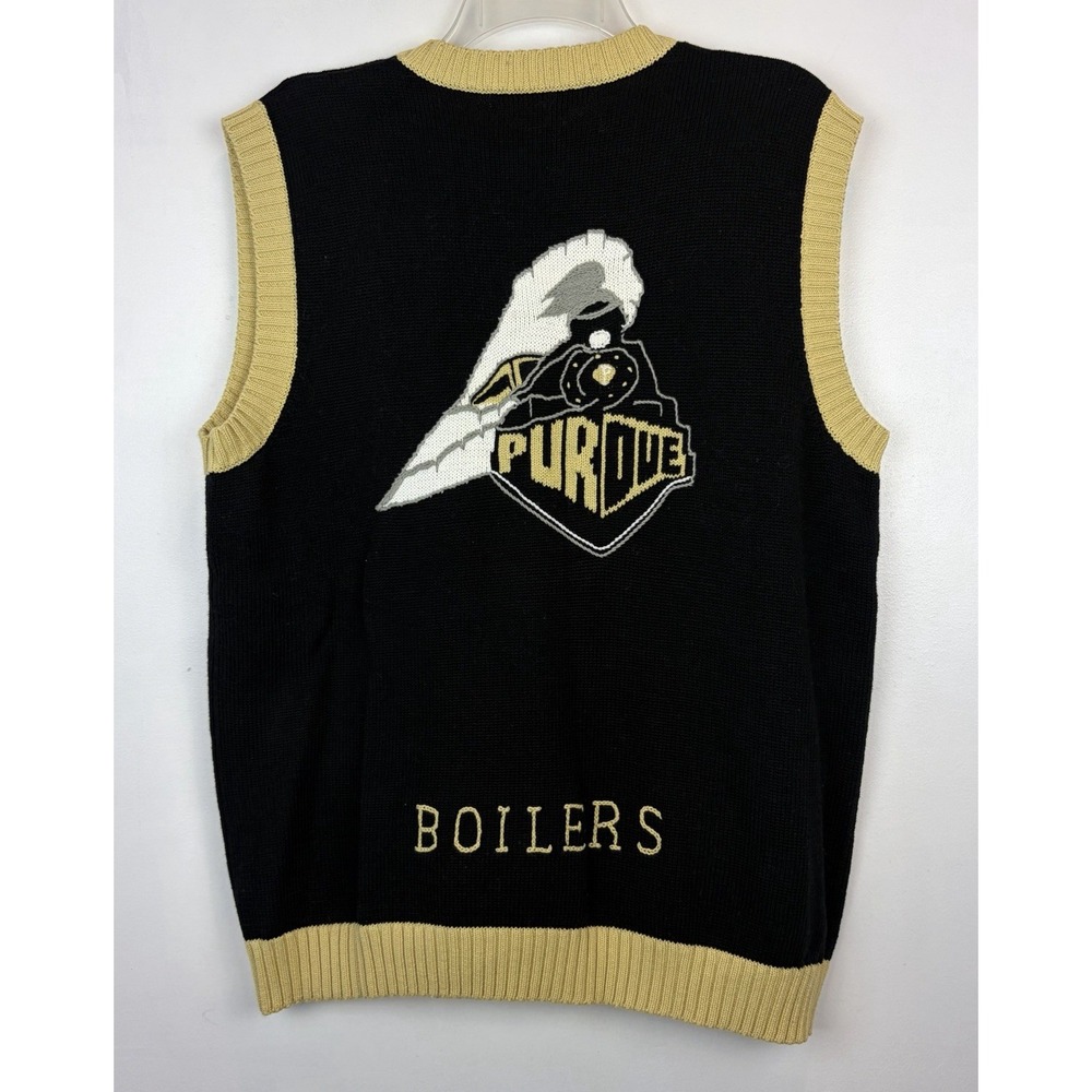Purdue Sweater Vest Womens Large Boilermakers Black Button Sara Lynn Togs Casual